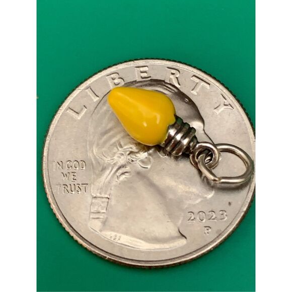 Yellow Christmas Vintage Light Sterling Silver Jewelry Charm # holiday - Picture 3 of 3